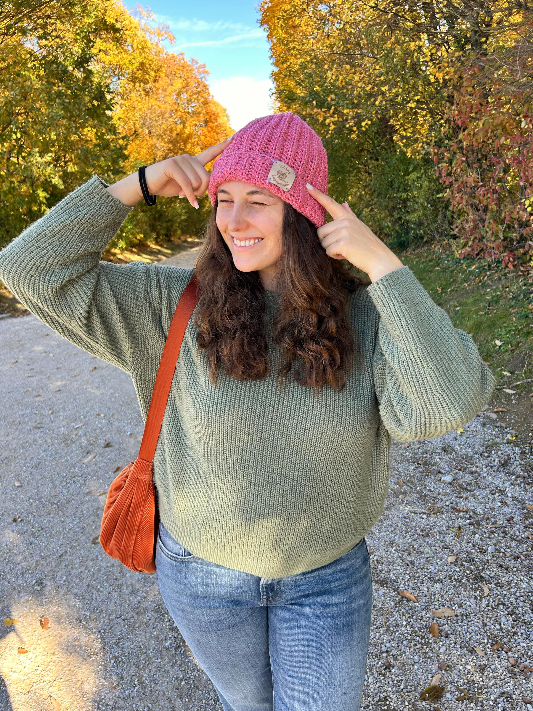Woman wearing crocheted top
